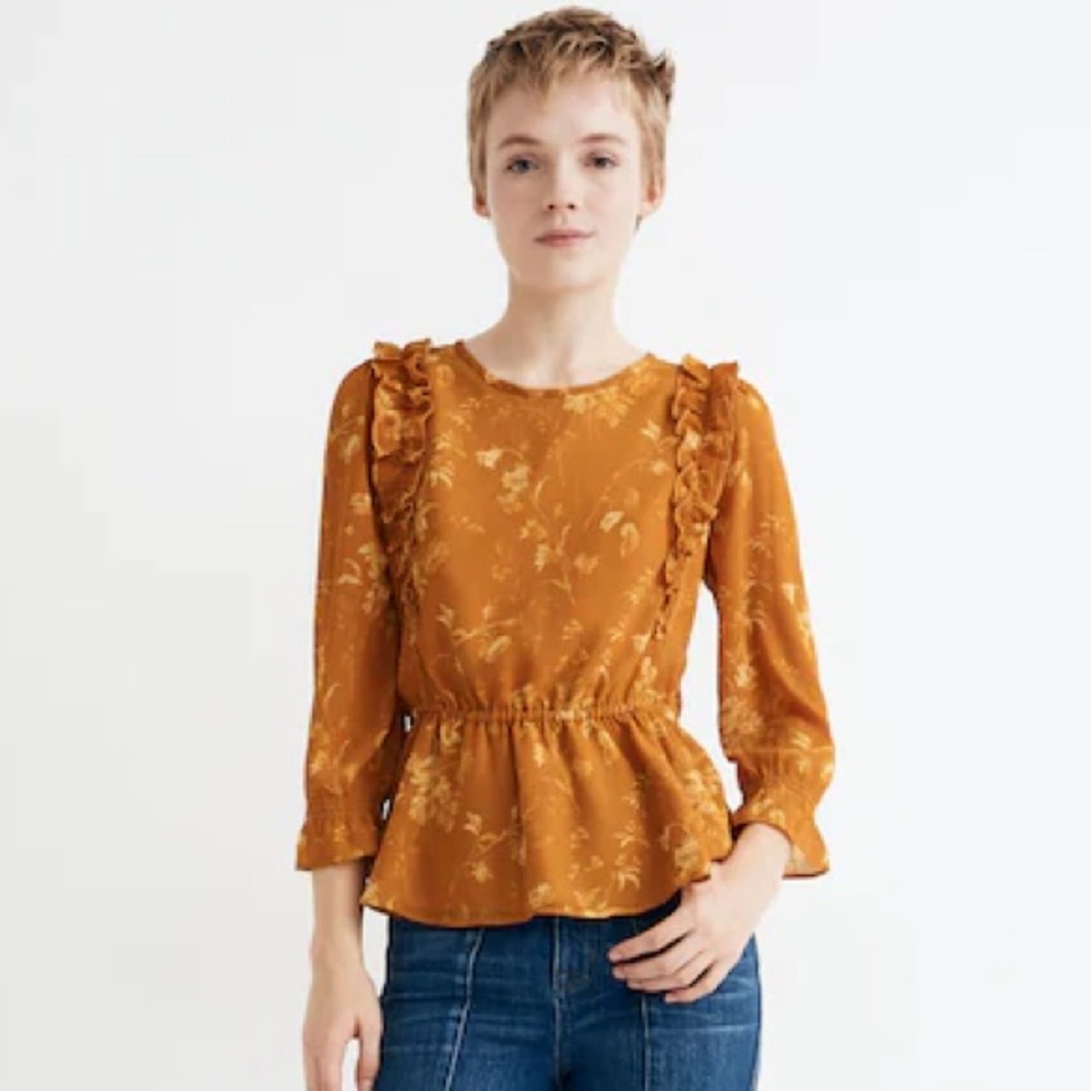 Madewell Peplum Floral Top in Excellent Condition